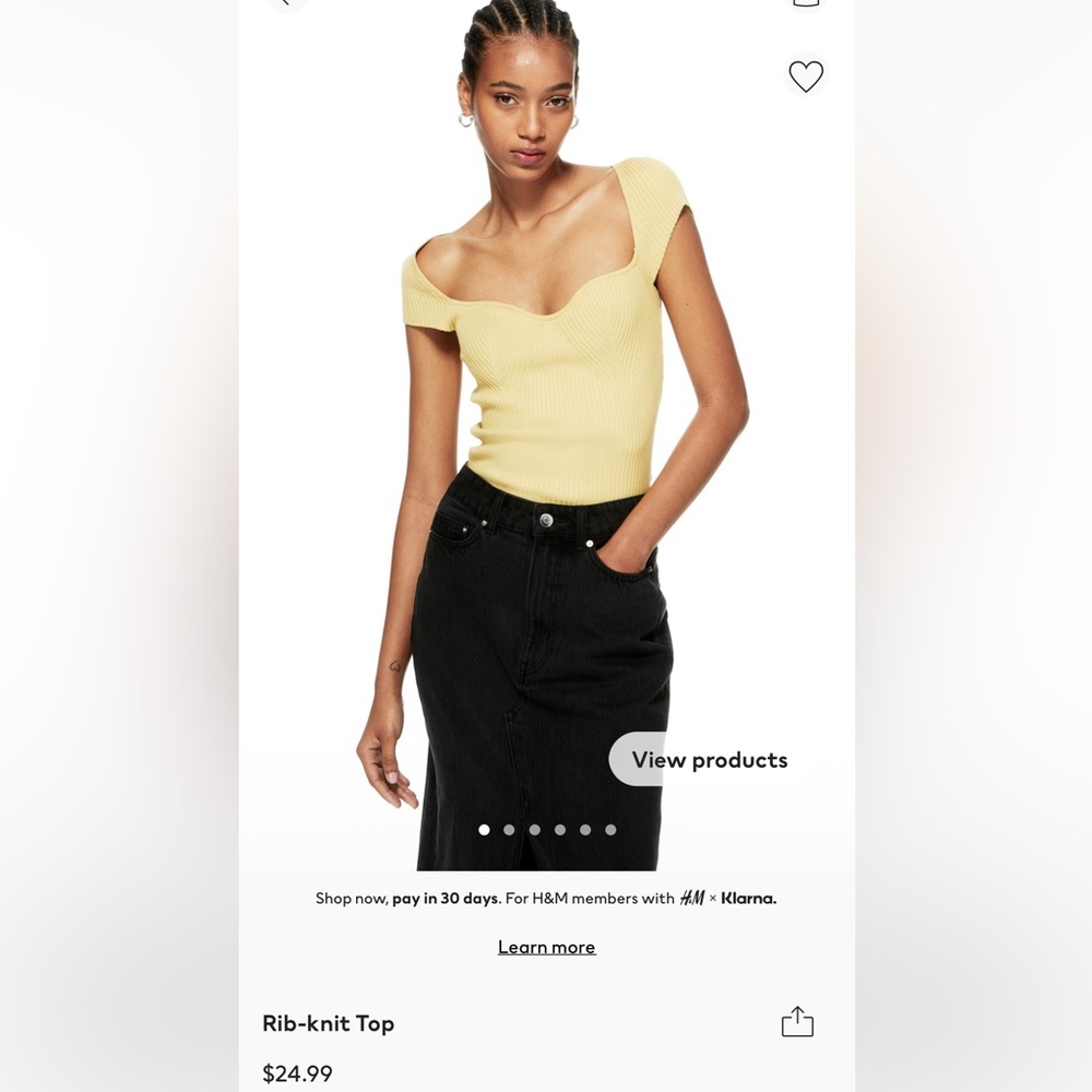 H&M Rib-knit Dusty Yellow Top